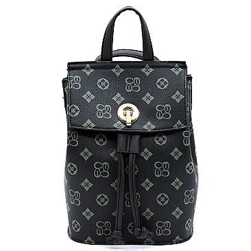 CONVERTIBLE DRAWSTRING MONOGRAM BACKPACK SATCHEL