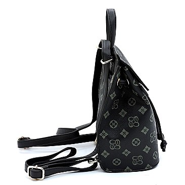 CONVERTIBLE DRAWSTRING MONOGRAM BACKPACK SATCHEL
