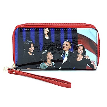 Double Zip Around Magazine Cover Picture Wallet Wristlet