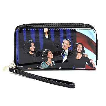 Double Zip Around Magazine Cover Picture Wallet Wristlet