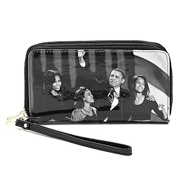Double Zip Around Magazine Cover Picture Wallet Wristlet
