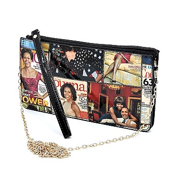 Picture Magazine Cover Crossbody Clutch Wallet Wristlet