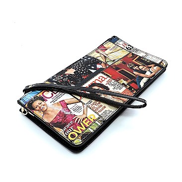 Picture Magazine Cover Crossbody Clutch Wallet Wristlet