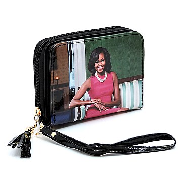 Magazine Cover Picture Zip Around Wallet Wristlet