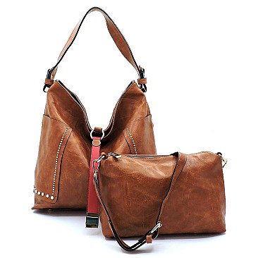 Color Block String Accent 2 in 1 Hobo MH-D0459