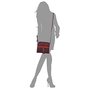 Fashion Stripe Tassel Zip Crossbody Bag
