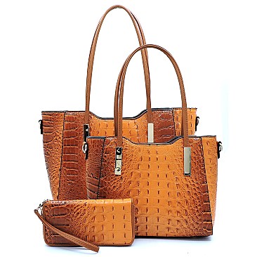 Crocodile Embossed 3 in 1 Twin Tote Wallet SET MH-CY6371W