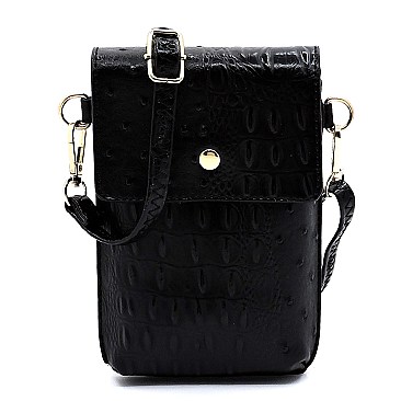 Ostrich Print Embossed Cellphone Holder Cross Body MH-LQ124