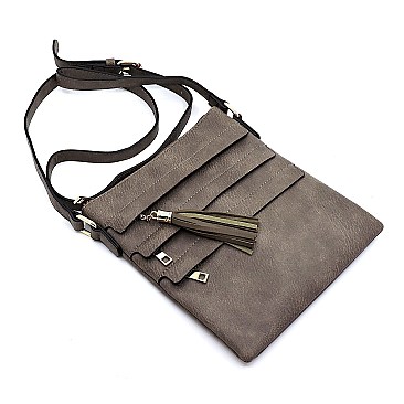 Tassel Accent Multi-Pocket Cross Body Messenger MH-BW2344