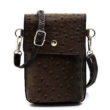 Ostrich Print Embossed Cellphone Holder Cross Body MH-LQ124