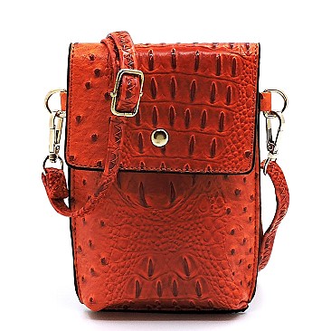 Ostrich Print Embossed Cellphone Holder Cross Body MH-LQ124