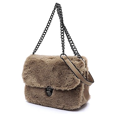 Faux Fur Flap Crossbody
