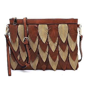 Unique Two-Tone Leaf Layered Clutch Shoulder Bag MH-LY112