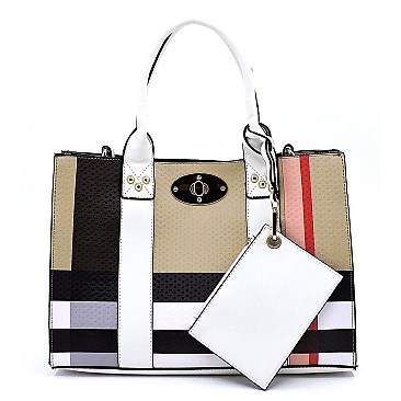 3 IN 1 Plaid Check Box Cross Body Satchel Set