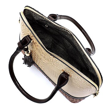 Crocodile Colorblock 2-in-1 Dome Satchel