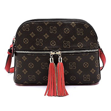 MONOGRAM MID ZIP TASSEL CROSSBODY BAG