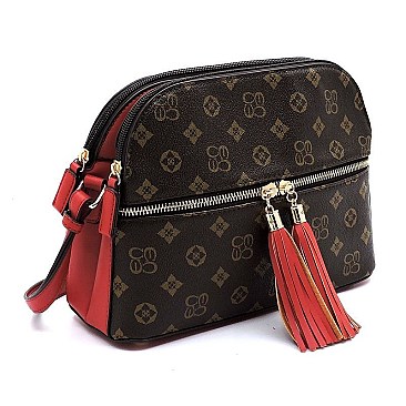 MONOGRAM MID ZIP TASSEL CROSSBODY BAG