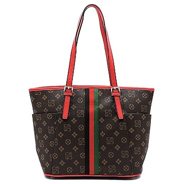 Monogram Canvas Stripe Shopper Tote