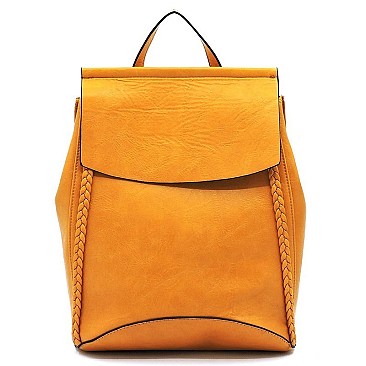 Braided Whipstitch Convertible Backpack Satchel