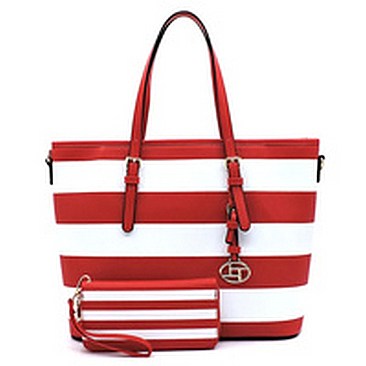 Saffiano Textured Stripe 2-in-1 Tote Bag