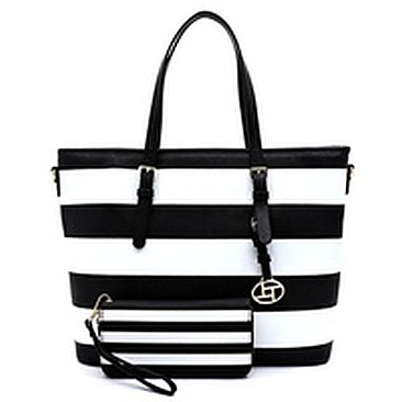 Saffiano Textured Stripe 2-in-1 Tote Bag