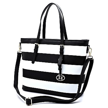Saffiano Textured Stripe 2-in-1 Tote Bag