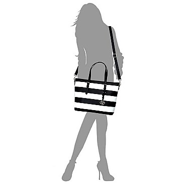 Saffiano Textured Stripe 2-in-1 Tote Bag