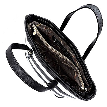 Saffiano Textured Stripe 2-in-1 Tote Bag