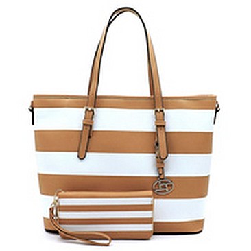Saffiano Textured Stripe 2-in-1 Tote Bag