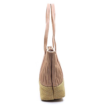 Woven Straw Mixed-Material Quilted Large Tote MH-QS3213