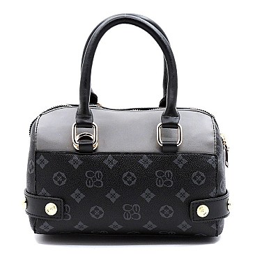 MINI STUDDED COLOR BLOCK MONOGRAM BOSTON BAG