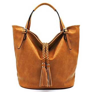 Braided Tassel Bucket Shopper