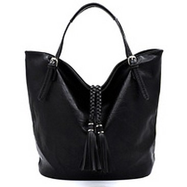 Braided Tassel Bucket Shopper
