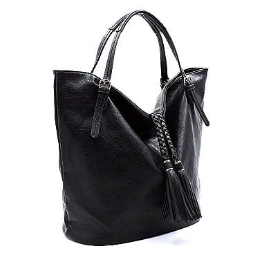 Braided Tassel Bucket Shopper