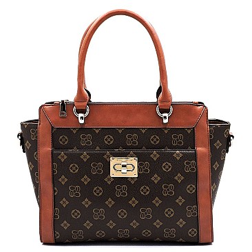 TWIST LOCK MONOGRAM SATCHEL