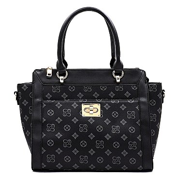 TWIST LOCK MONOGRAM SATCHEL