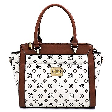 TWIST LOCK MONOGRAM SATCHEL