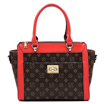 TWIST LOCK MONOGRAM SATCHEL