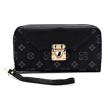 MONOGRAM FLAP PUSH LOCK WALLET WRISTLET