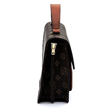 Color Block Monogram Cross Body Satchel