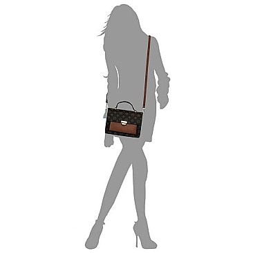 Color Block Monogram Cross Body Satchel