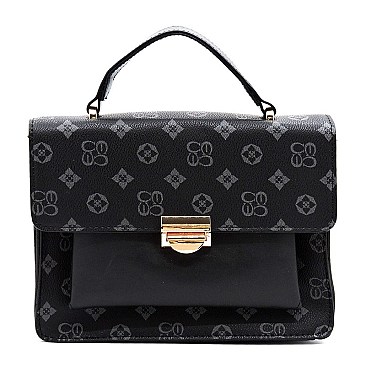 Color Block Monogram Cross Body Satchel