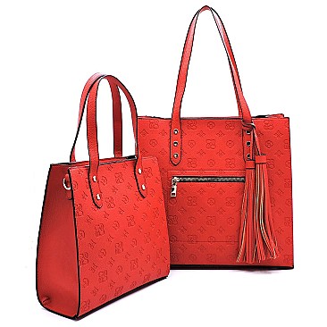 Pack of 2  Embossed Monogram BOXY SHOPPER