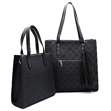 Pack of 2  Embossed Monogram BOXY SHOPPER