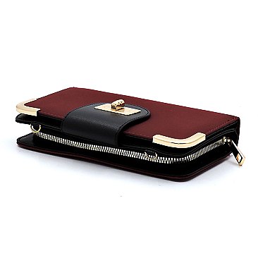 Nylon Turn Lock Crossbody Wallet