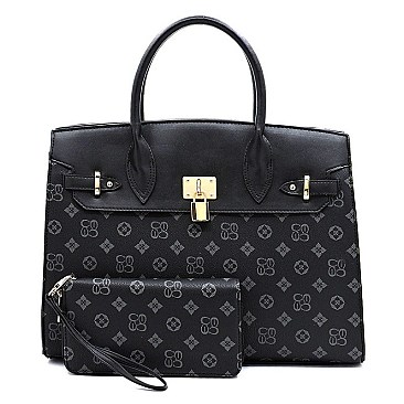 PADLOCK ACCENT MONOGRAM 2 IN 1 SATCHEL