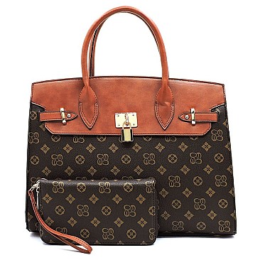 PADLOCK ACCENT MONOGRAM 2 IN 1 SATCHEL