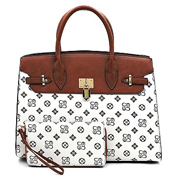 PADLOCK ACCENT MONOGRAM 2 IN 1 SATCHEL