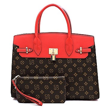 PADLOCK ACCENT MONOGRAM 2 IN 1 SATCHEL