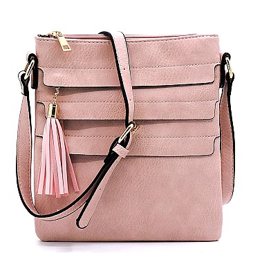 Tassel Accent Multi-Pocket Cross Body Messenger MH-BW2344
